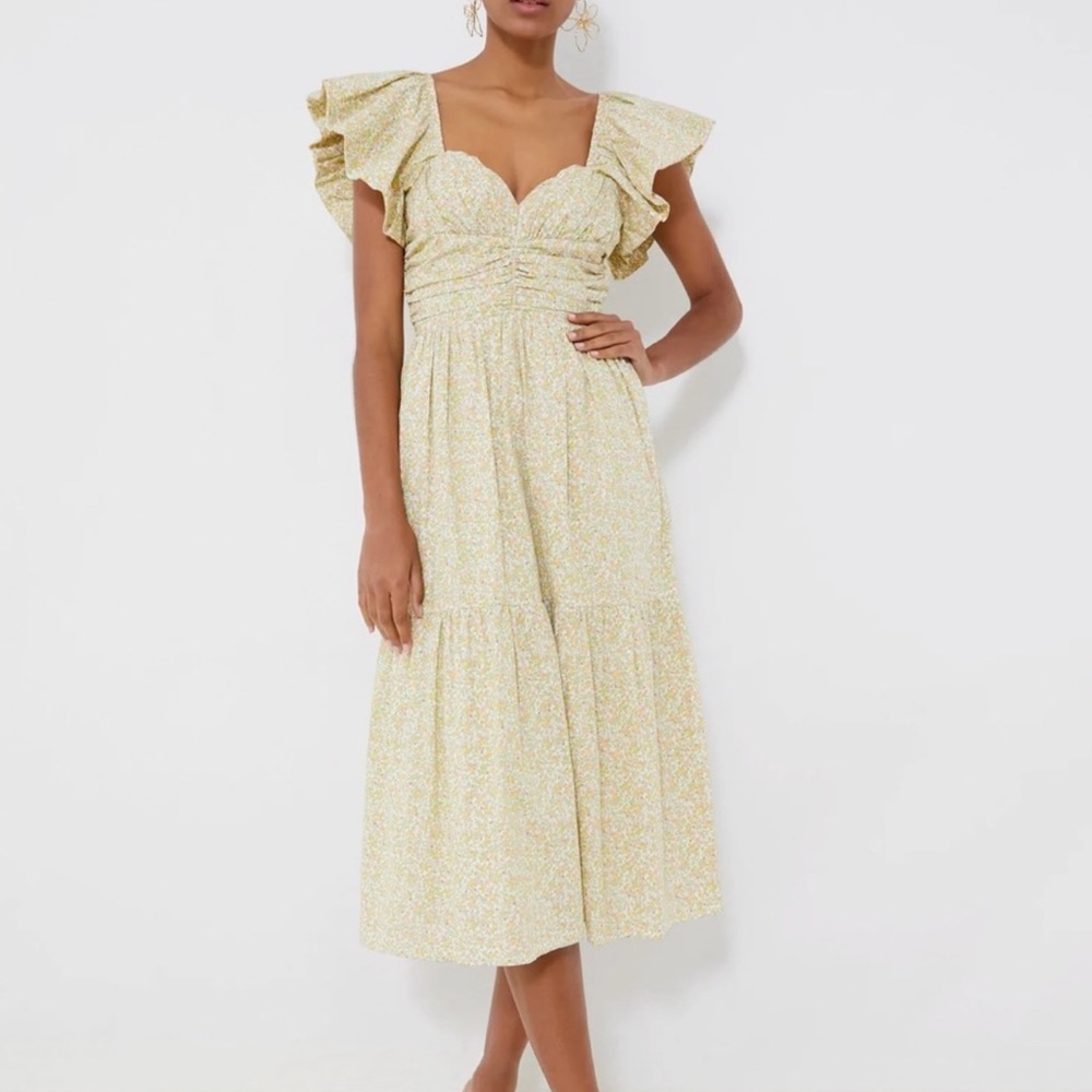Hyacinth House for Tuckernuck Sweetheart Shae Floral Ruffle Midi Dress NWT